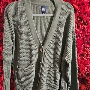 GAP NWT Women's Green Button Up Thyme Cardigan Sweater Size XLarge